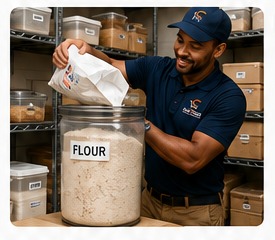 CARTNER shopper restocking a business storage area